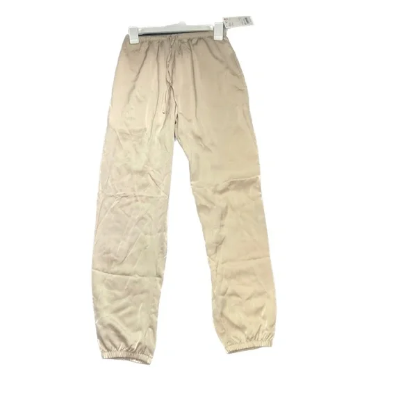 Women Satin Drape Jogger Pants Beige Uniqlo Size XS/S New with Tags